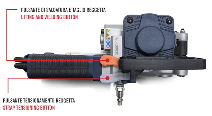 Caratteristiche tendireggia pneumatico per reggetta in PET