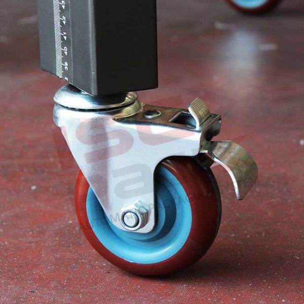 Ruota carrello nastratrice con sistema di blocco