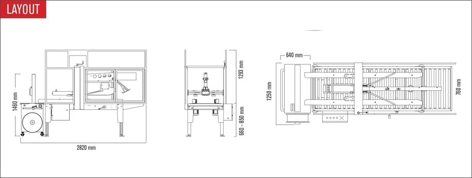 Layout nastratrice combinata Combi packer 50A CF