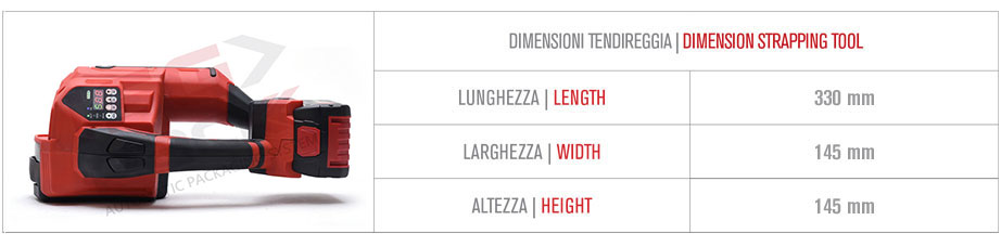 Dimensioni tendireggia a batteria Typhoon HP