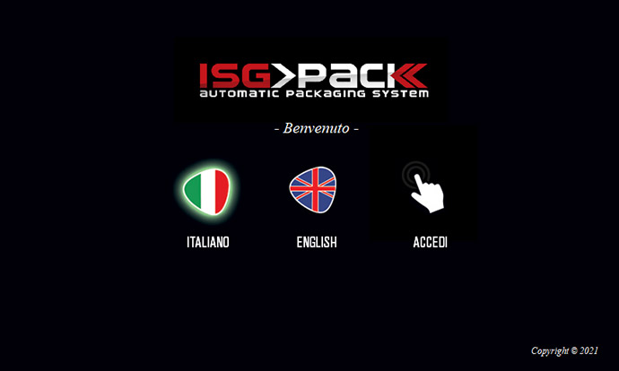 Selettore lingua e accesso al sistema