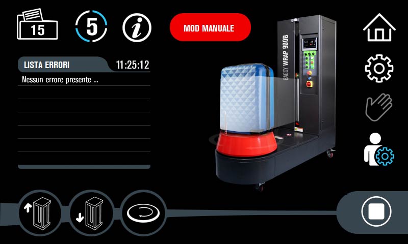 Schermata utilizzo macchina in manuale