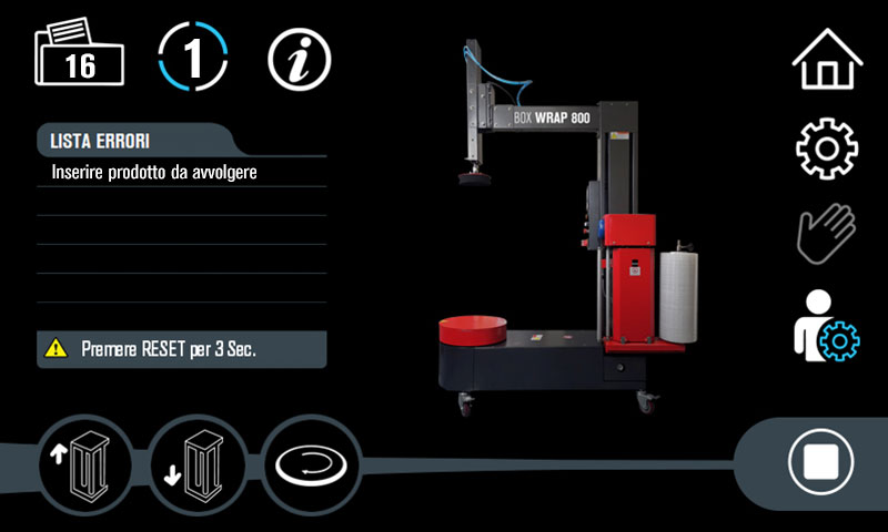 Schermata utilizzo macchina in manuale