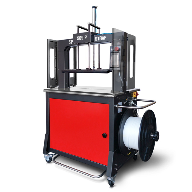 Reggiatrice automatica per imballaggi con pressino pneumatico