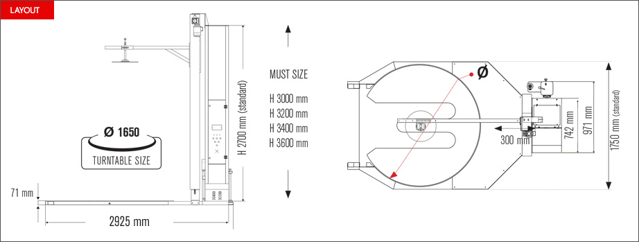 Layout Avvolgipallet a tavola aperta Wasy Wrap 2000 WC