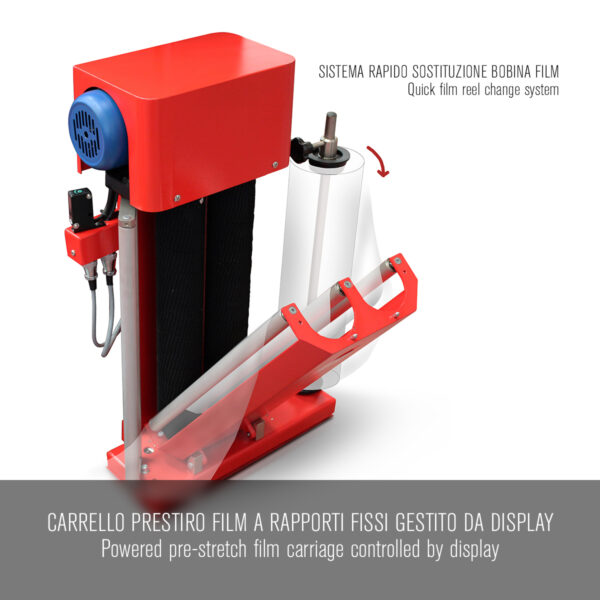 Carrello prestiro film con sistema di taglio