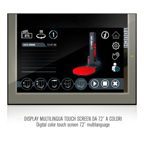 Display multilingua touch a colori per avvolgipallet