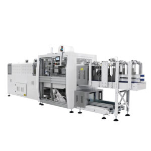 Fardellatrice automatica monoblocco con ingresso in linea e barra saldante