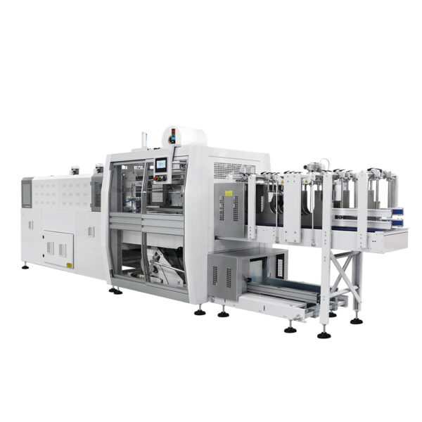 Fardellatrice automatica monoblocco con ingresso in linea e barra saldante