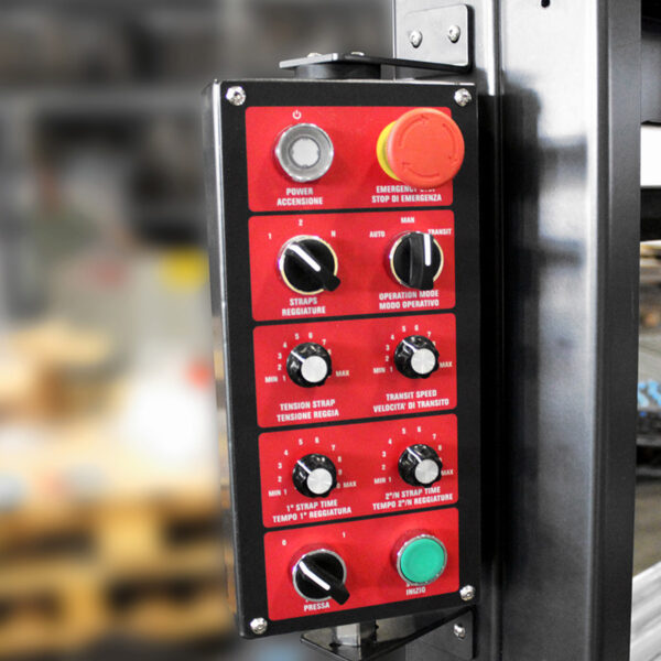 Pannello di comandi reggiatrice automatica per imballaggi