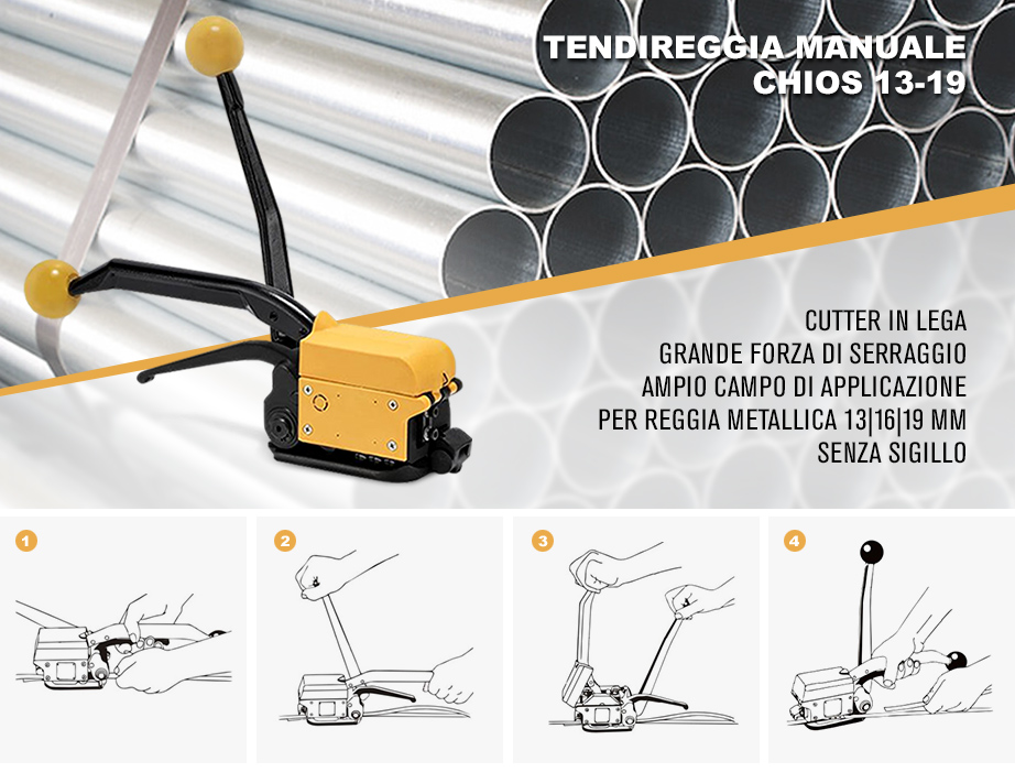 Tendireggia manuale per reggia metallica Chios 13-19