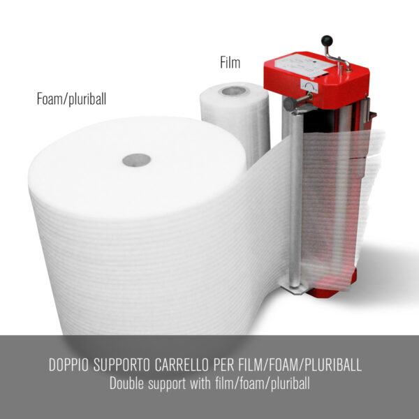 Doppio supporto bobina film carrello