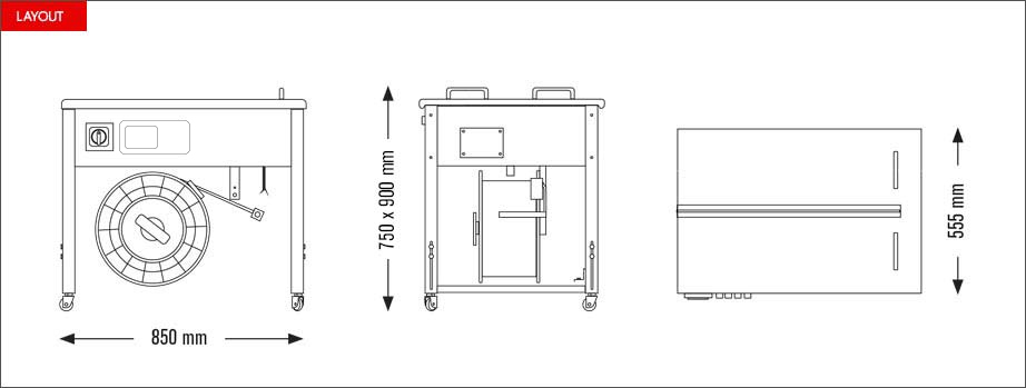 Layout reggiatrice semiautomatica Eco Strap 501 EVO