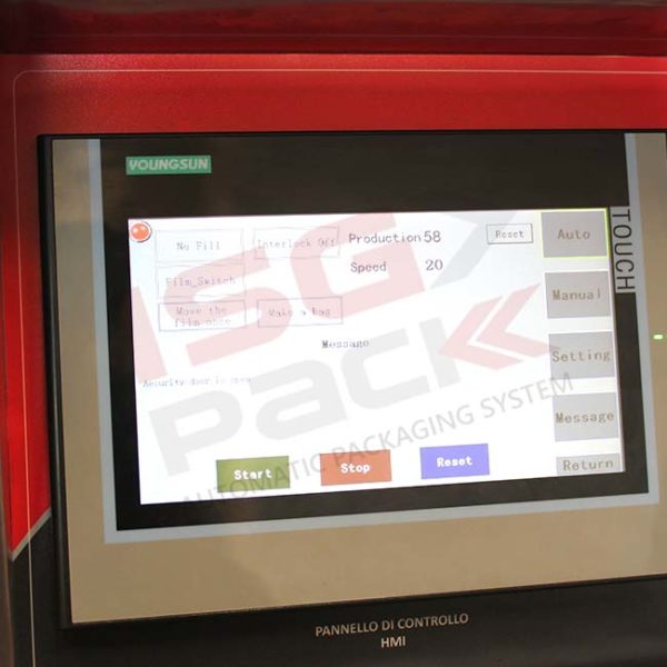 Display touch confezionatrice verticale