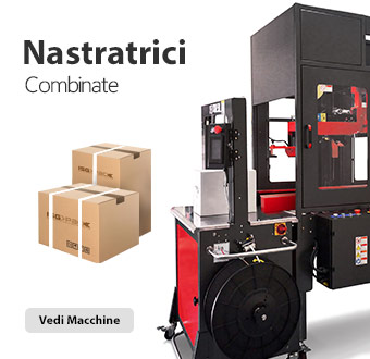 Nastratrici combinate per nastrare e reggiare scatole in cartone